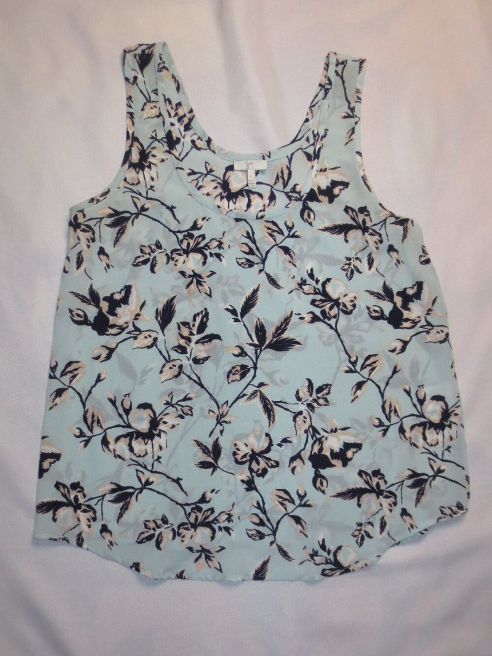JOIE womens TANK aqua TOP blue SILK sleeveless BLOUSE sheer SIZE L